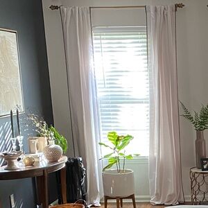 Stitched Edge Light-Filtering Curtain Panel Off-White 95”x54”